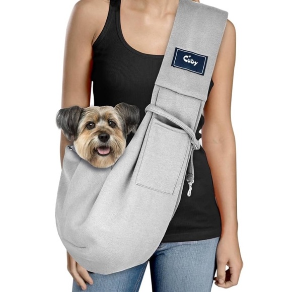 CUBY Dog and Cat Sling Carrier Hands Free Reversible Pet Papoose Bag Gray Plaid - Picture 13 of 13